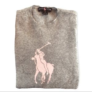 Ralph Lauren Black label pink pony crew neck cashmere sweater- Only worn twice!